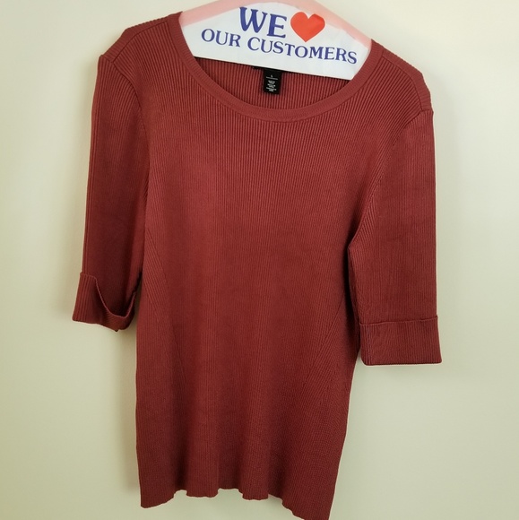 White House Black Market Tops - WHBM rust colored ribbed shirt